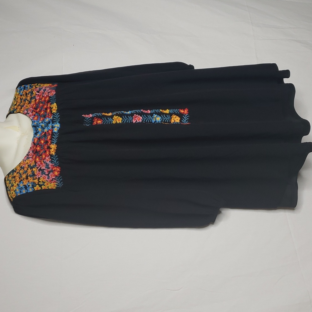 Savanna Jane Floral Embroidered Mini Tunic Long Sleeves Dress Size S Boho - Picture 4 of 16